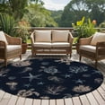 thumbnail image 5 of 5ft Round Rug, Navy Blue Coastal Non-Skid Rubber Backing Large Area Rugs - Living Room Bedroom Home Office, Nautical Summer Beach Sea Turtle Starfish Indoor Floor Mat Carpets Washable Rug, 5 of 9