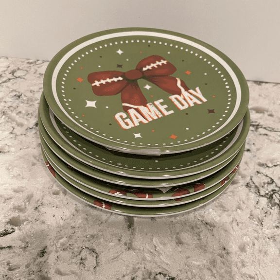 Game Day Melamine Plates, 6-Piece Reusable Snack & Appetizer Plate Set