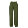 thumbnail image 4 of ZHYou No Boundarie Plus Size Pants for Women Basic Casual Solid Color Elastic Waisted Pull On Lounge Pants,Green,Size L, 4 of 9