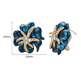 thumbnail image 2 of Yoursfs Blue Flower Stud Earrings Rose Gold Plated Enamel Crystal Floral Earrings for Women Pierced Ears with Omega Closure Clasp Jewelry, 2 of 8