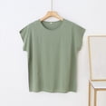 thumbnail image 4 of Hurxie Womens Cap Sleeve T Shirts Crewneck Loose Fit Crop Tops Summer Casual Tee Fashion Trendy Clothes Army Green,5XL, 4 of 5