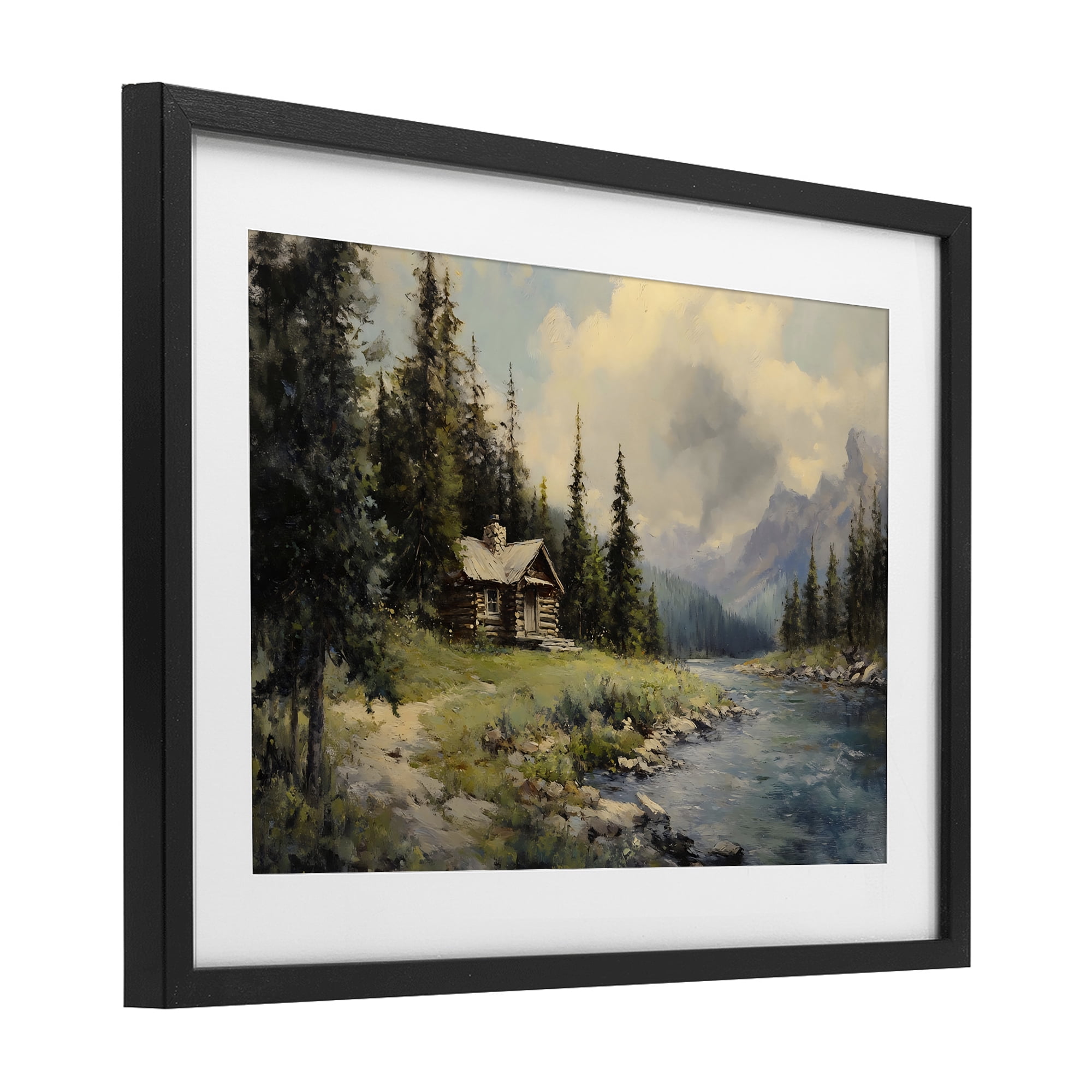 Stupell Industries Creek Cabin Riverside Retreat Black Framed Print Under Glass, design by Franklyn Gregory