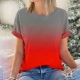 thumbnail image 2 of yievot Summer Casual Basic T-Shirt for Women Gradient Print Round Neck Short Sleeve Tees Tops, 2 of 5