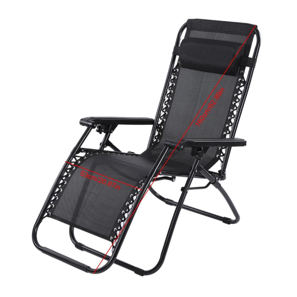 Folding Reclining Chair Hilitand Portable Outdoor Camping Lounge Beach Garden Recliner With Armrest Black Blue