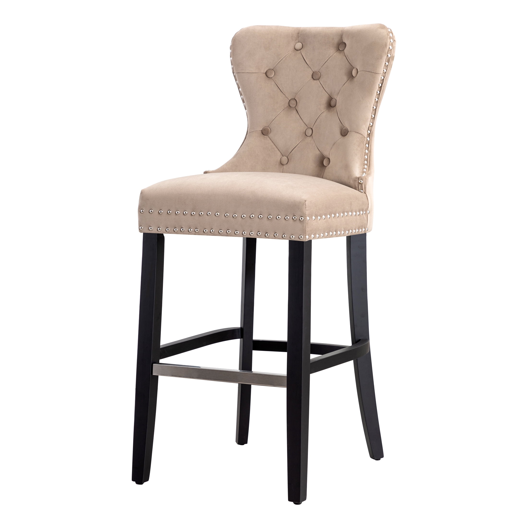 Westin Outdoor 29" Tufted Velvet Counter Stool, Black/Velvet Taupe