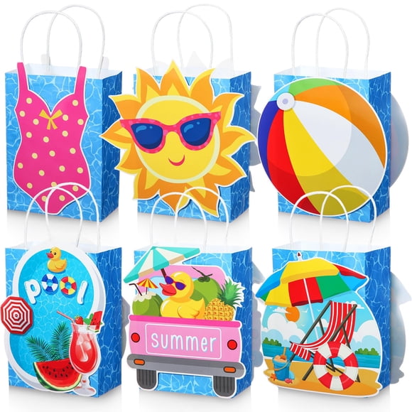 Bolsas de regalo MotiMind para fiestas de verano en la piscina, 24 unidades, 21 x 15 x 8 cm