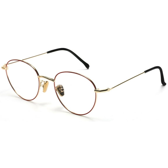 Tango Optics Round Metal Eyeglasses Frame Luxe RX Stainless Barbara McClintock Red Gold For Prescription Lens -