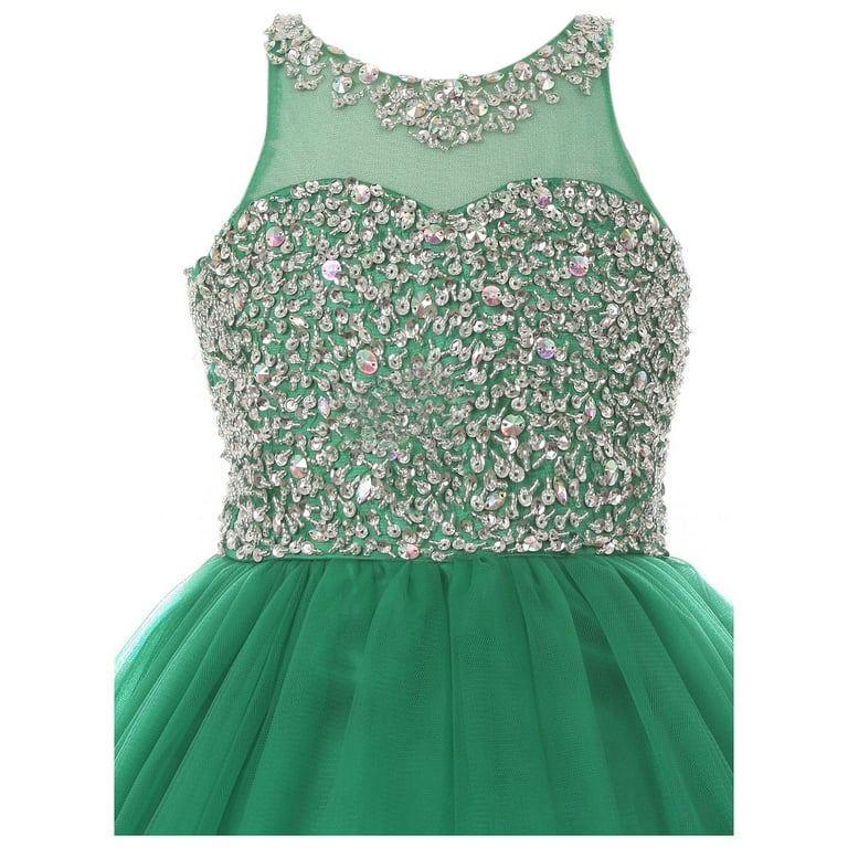 Big Girl Sweetheart Beaded Tulle Pageant Junior Bridesmaid Wedding Flower  Girl Dress Emerald 16 (85C01C) - Walmart.com