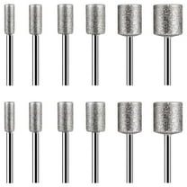 Stone Carving Set,12PCS Diamond Burr Bits for Rocks Glass Ceramics Rotary Tools(4mm 5mm 6mm 8mm 10mm 12mm)