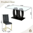 thumbnail image 4 of 7-Piece Glass Dining Table Set, 63" Rectangular Tempered Glass Table with 6 Stainless Steel PU Leather Cantilever Chairs, Stainless Steel Legs, for Dining Room, Living Room, Office, 4 of 6