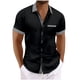 thumbnail image 1 of Mens Manga Corta Botón Abajo Camisas Bolsillo de Cuello Turndown de Negocios, Moda Algodón/Blusa de Mezcla de Lino, 1 of 8