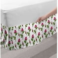 thumbnail image 2 of Floral Bed Skirt, Hand Drawn Inspired Roses in Spring Tones Illustration on Plain Background, Elastic Bedskirt Dust Ruffle Wrap Around for Bedding Decor, 4 Sizes, Pink Pistachio Green, by Ambesonne, 2 of 2