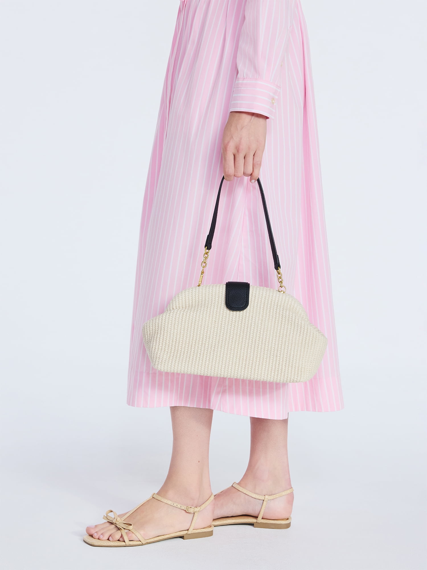 Free Assembly Women's Textured Clutch Handbag, Straw