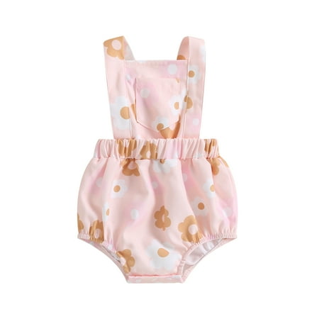

Wassery Baby Girls Suspender Jumpsuit Sleeveless Sun/Floral Print Romper 3 6 12 18 Months Newborn Backless Overalls Infant Girl Summer Clothes 0-18M