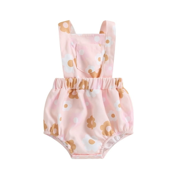 Bagilaanoe Newborn Baby Girl Rompers Sun/Floral Print Sleeveless Bodysuit 3M 6M 12M 18M Infant Backless One Piece Jumpsuit