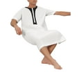thumbnail image 5 of INSPIRE CHIC Nightgown for Men's Short Sleeves Button Closure Contrast Color Long Nightshirts M White, 5 of 5