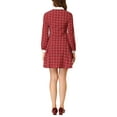 thumbnail image 3 of INSPIRE CHIC Women's Peter Pan Collar Contrast Retro Plaid Dress L Red, 3 of 6