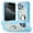 C Blue, variant on ShellTech Compatible with iPhone 16 Pro Max Rubber Hybrid Armor Case Built-in 360°Rotating Ring Stand, Military Grade Drop Protection Full Body Rugged Heavy Duty Durable Cover,A Black