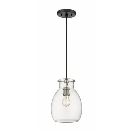 

1 Light Mini Pendant in Craftsman Industrial Style 8 inches Wide By 11.5 inches High-Matte Black/Brushed Nickel Finish Bailey Street Home