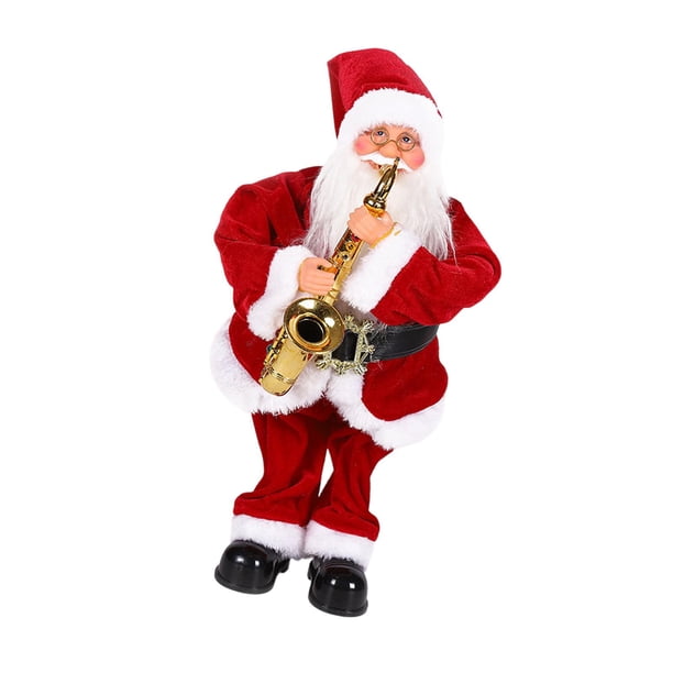 Juguete Musical eléctrico de Papá Noel, estatua de estatuilla de Papá Noel, adorno de decoración navideña, regalo de Navidad para niños para fiesta de Tocando el saxofón