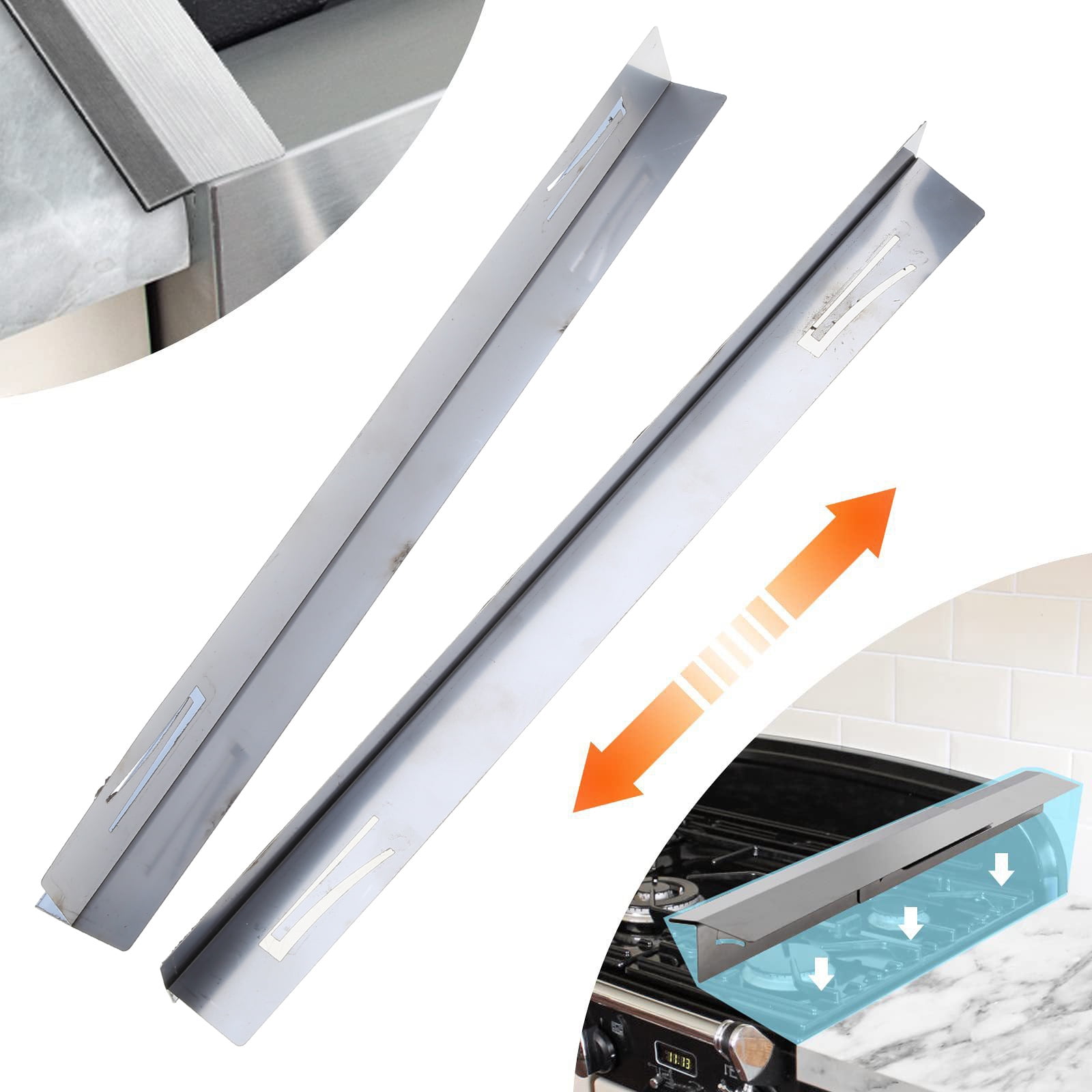 UNTERING 2Pcs Kitchen Stove Counter Gaps Cover Stainless Steel Gaps Cover Cooktop Trim Stove Gaps Guard Gaps Filler Heat Resistan