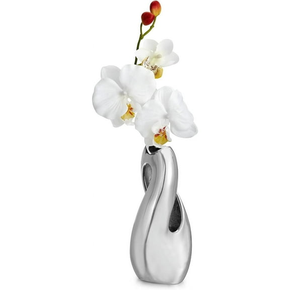 Nambe Metal Alloy Pebble Twist Bud 8-Inch Vase, for Centerpiece Table Home, Silver