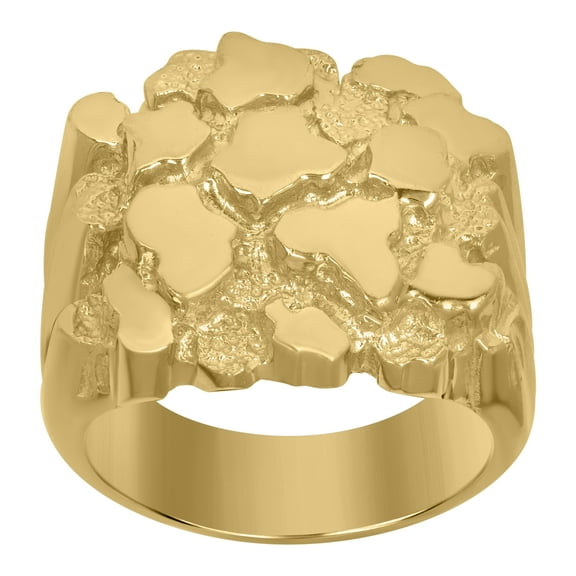 10kt 10k Yellow Gold Mens Nugget Textured Band Ring