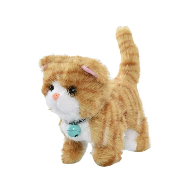 Peluche eléctrico para gato que camina con grabación de voz, versátil, 18 x 10 x 17 cm Rayas amarillas