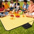 thumbnail image 5 of Lilixerw 3-Layer Thickened Waterproof Grid Picnic Mat,Extra Large Outdoor Camping Blanket with Non-Slip Backing,Portable Beach Yoga Lawn Mat for Park,Festival,78.74x59.06in,Yellow, 5 of 6