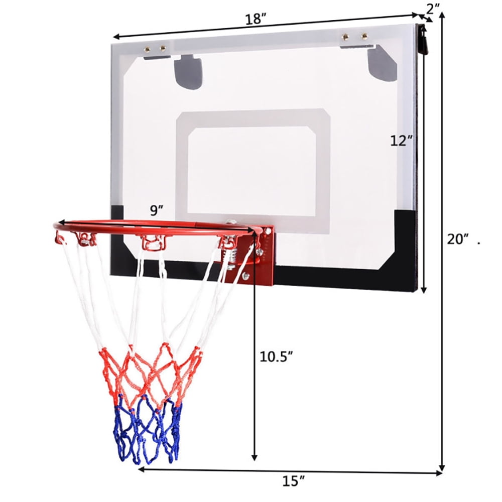 Spaco Mini Basketball Hoop,Wall Mounted Basketball Hoop,Over-The-Door Mini Basketball Hoop Includes Basketball and 2 Nets