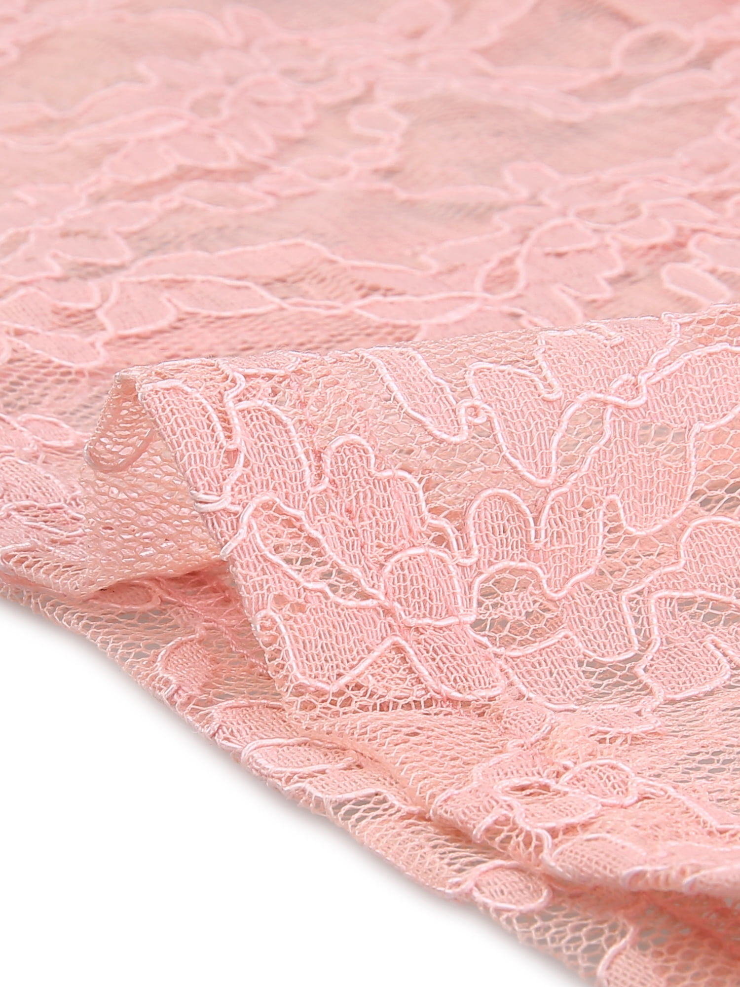 DARING DIVA Lace 3/4 Sleeve Dress Square Neck Midi Straight Tired S Pink