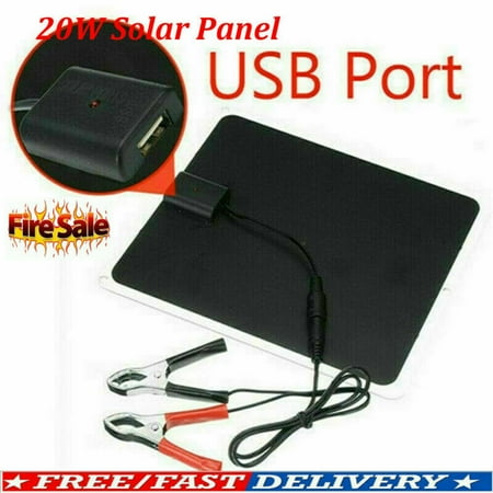 20W 12V Outdoor Car Boat Yacht Solar Panel Trickle Battery Charger Power (Best Way To Keep Car Battery Charged)