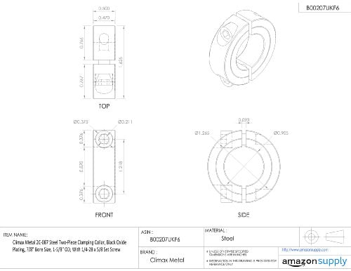 Climax Metal 2C-087 2C-Series Two-Piece Clamping Collar Pack of 25 pcs Black Oxide Steel Climax Metal 2C-087 2C-Series Two-Piece Clamping Collar Pack of 25 pcs Black Oxide Steel