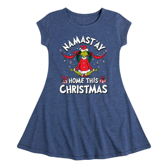Dr. Seuss The Grinch - Christmas - Namast'ay Home This Christmas - Toddler & Youth Girls Fit & Flare Dress