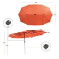 thumbnail image 4 of Costway 15FT Twin Patio Double-Sided Umbrella 48 Solar LED Lights Crank Outdoor Orange, 4 of 10