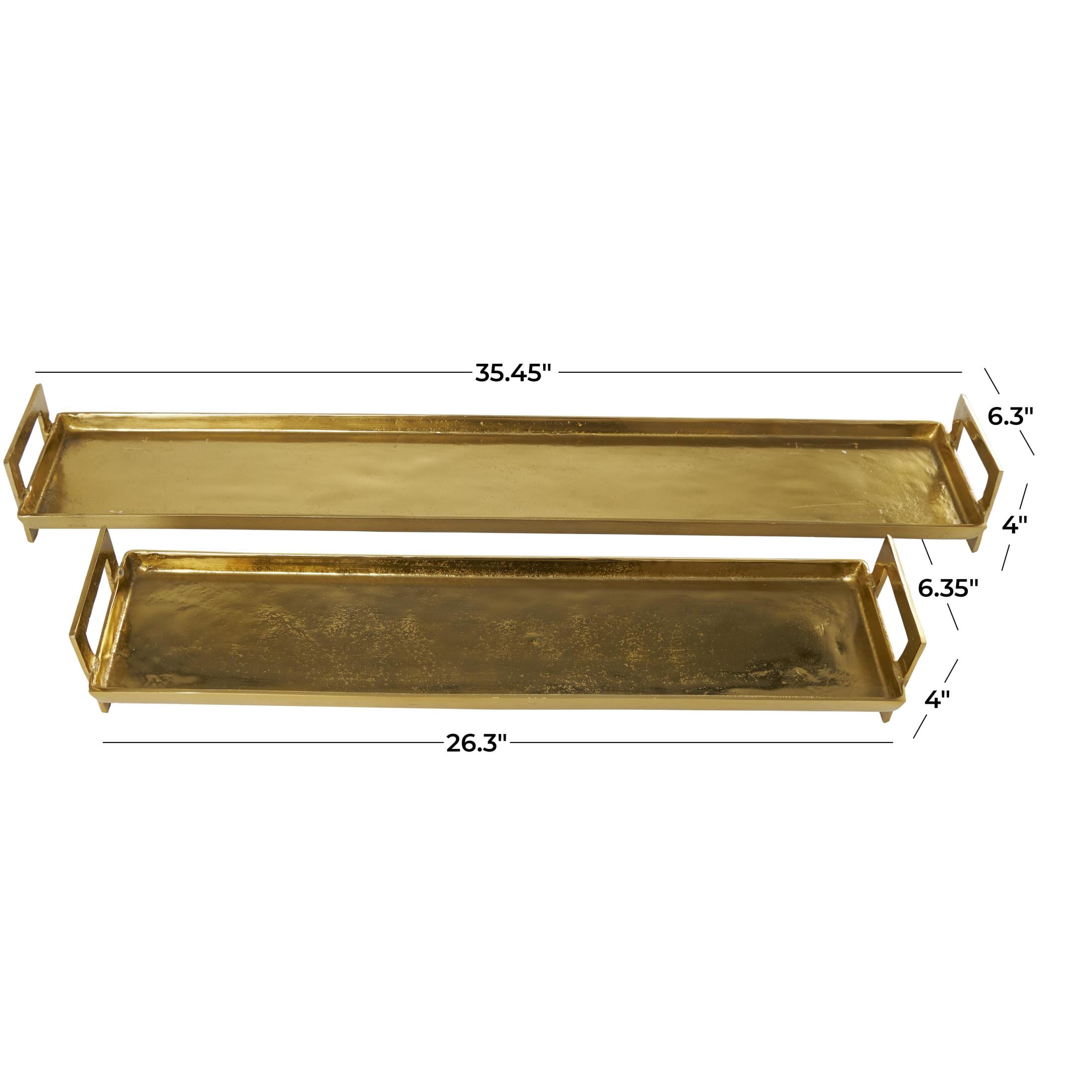 DecMode 35", 26"W Brass Aluminum Metal Nesting Tray with Metal Handles, 2-Pieces