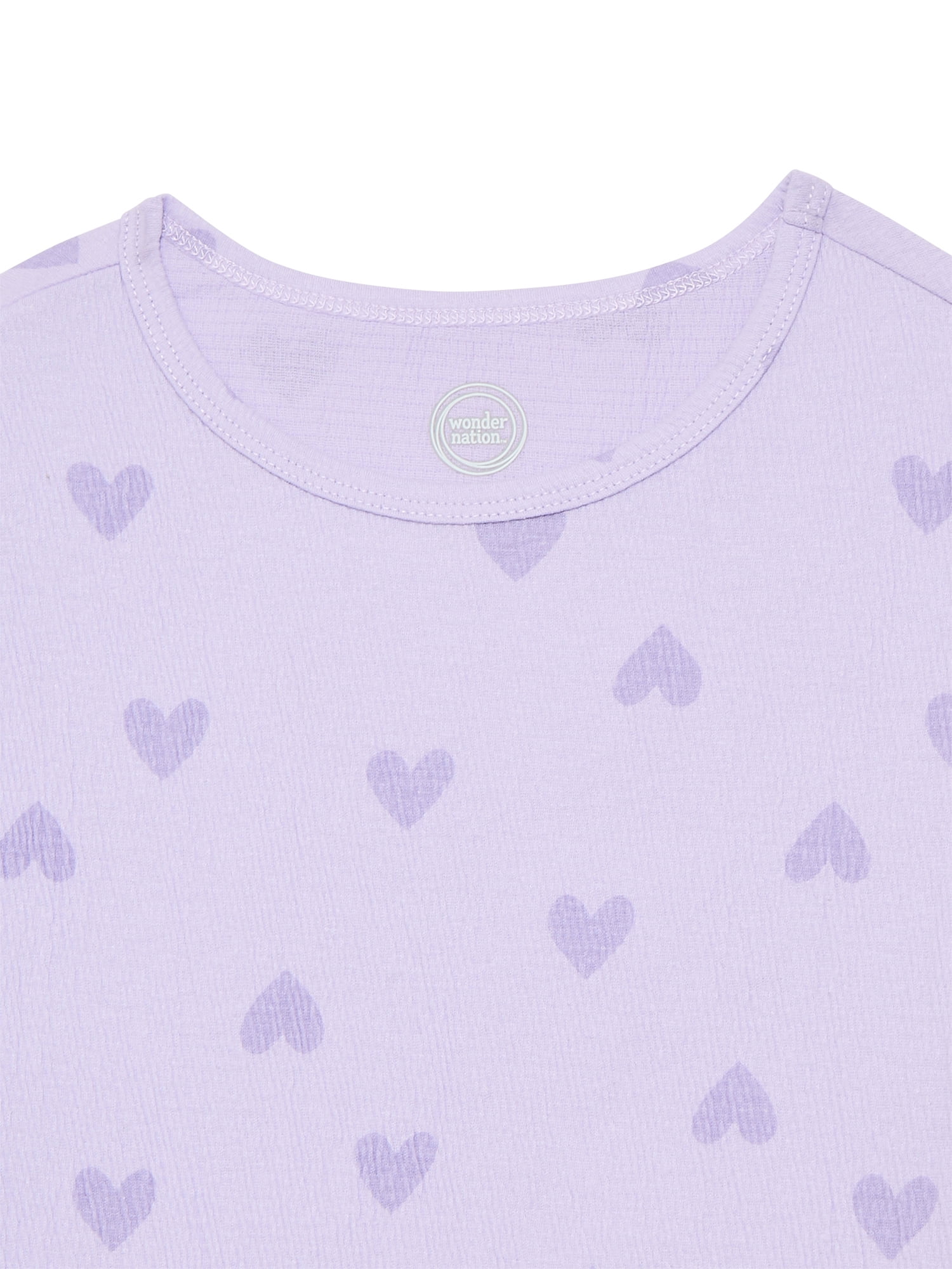 Wonder Nation Girls Crinkle Jersey Tee with Short Sleeves, Sizes 4-10