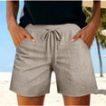 thumbnail image 2 of Womens Shorts 2026 Comfy Summer Drawstring High Waist Cotton Shorts with Pockets for Women Trendy by Yigetop Khaki L, 2 of 7