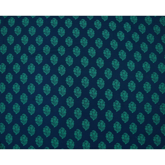 Blue Cotton Poplin Motif Printed 44"Inches Wide Fabric By The Yard, 200 Tc