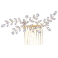 thumbnail image 7 of Miallo Gold Wedding Hair Comb - Vintage Crystal Bridal Headpiece - Leaf Hair Accessories for Bride, 7 of 7