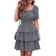 thumbnail image 1 of Vestido PRETTYGARDEN 2025 Floral Cuello Cuadrado Negro Talla L, 1 of 7