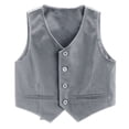 thumbnail image 3 of LiiYii Kids Boys 4-Button Formal Suit Vest Gentleman Wedding Prom Party Dress Waistcoat Gray 10, 3 of 5