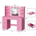thumbnail image 5 of Homall Vanity Desk with Mirror, LED Lights & Power Outlet, Makeup Vanity Table with 7 Drawers & Shelves for Girls and Women, Light Pink, 5 of 7