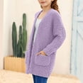 thumbnail image 4 of MKOSPLRT Sweater Cardigans for Girl Sherpa Fleece Long Cardigans Open Front Long Sleeve Fall Cardigan Jackets Warm Outwear with Pocket, 4 of 8