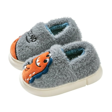 

JDEFEG Slippers Toddlers Girls Fashion Autumn and Winter Children Slippers Boys and Girls Flat Bottom Non Slip Slip On Round Toe Plush Warm Cartoon Dinosaurs Slide Sandals for Girls Size 4 Cotton B 20