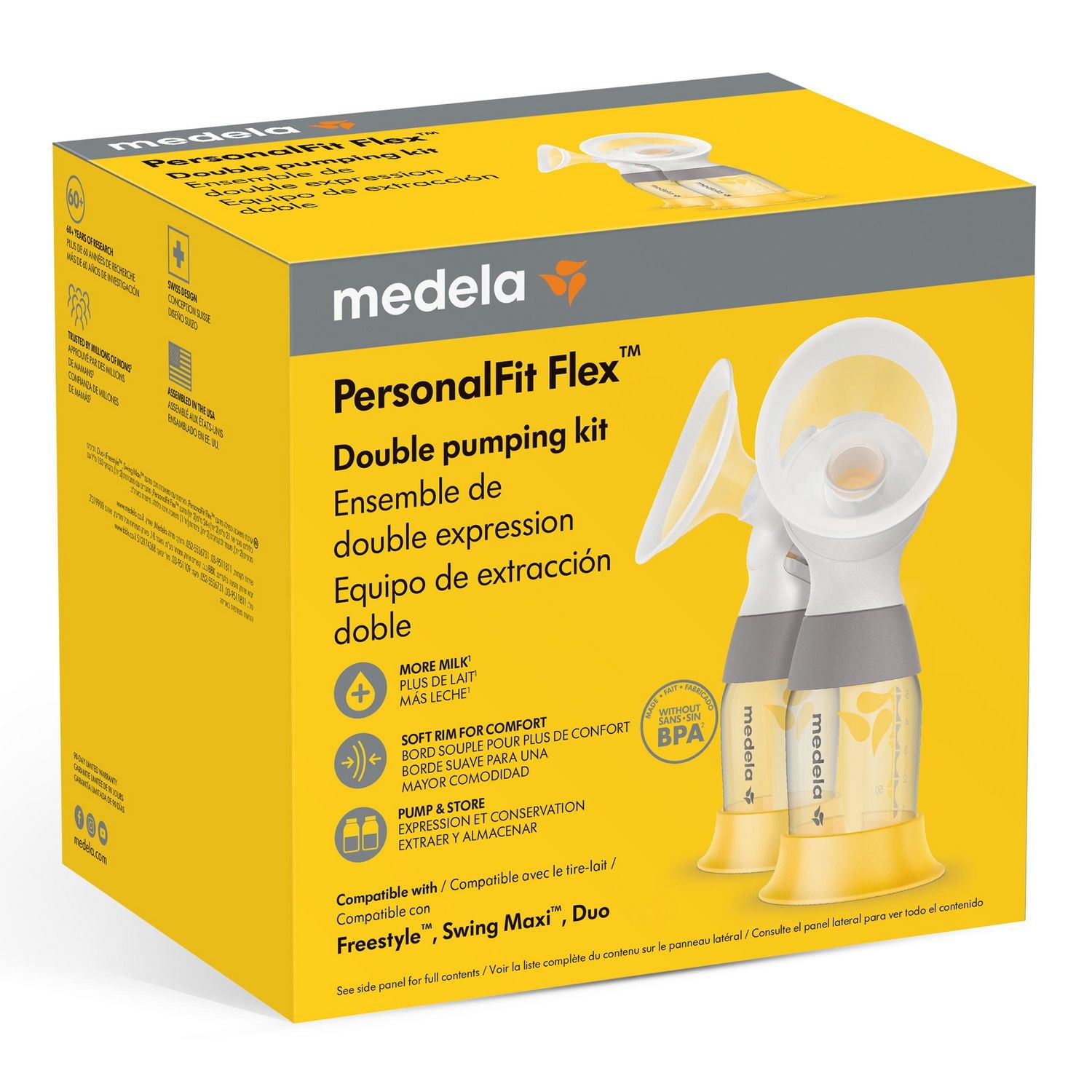 Medela Classic PersonalFit Flex Double Pumping Kit for Electric Breast Pumps Compatible with Freestyle, Swing Maxi, Duo