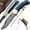 Blue Wood, variant on Best.Buy.Damascus1 Pocket Knife Set, Blue Wood Damascus Steel Hunting Knives, 3 in Blade Length