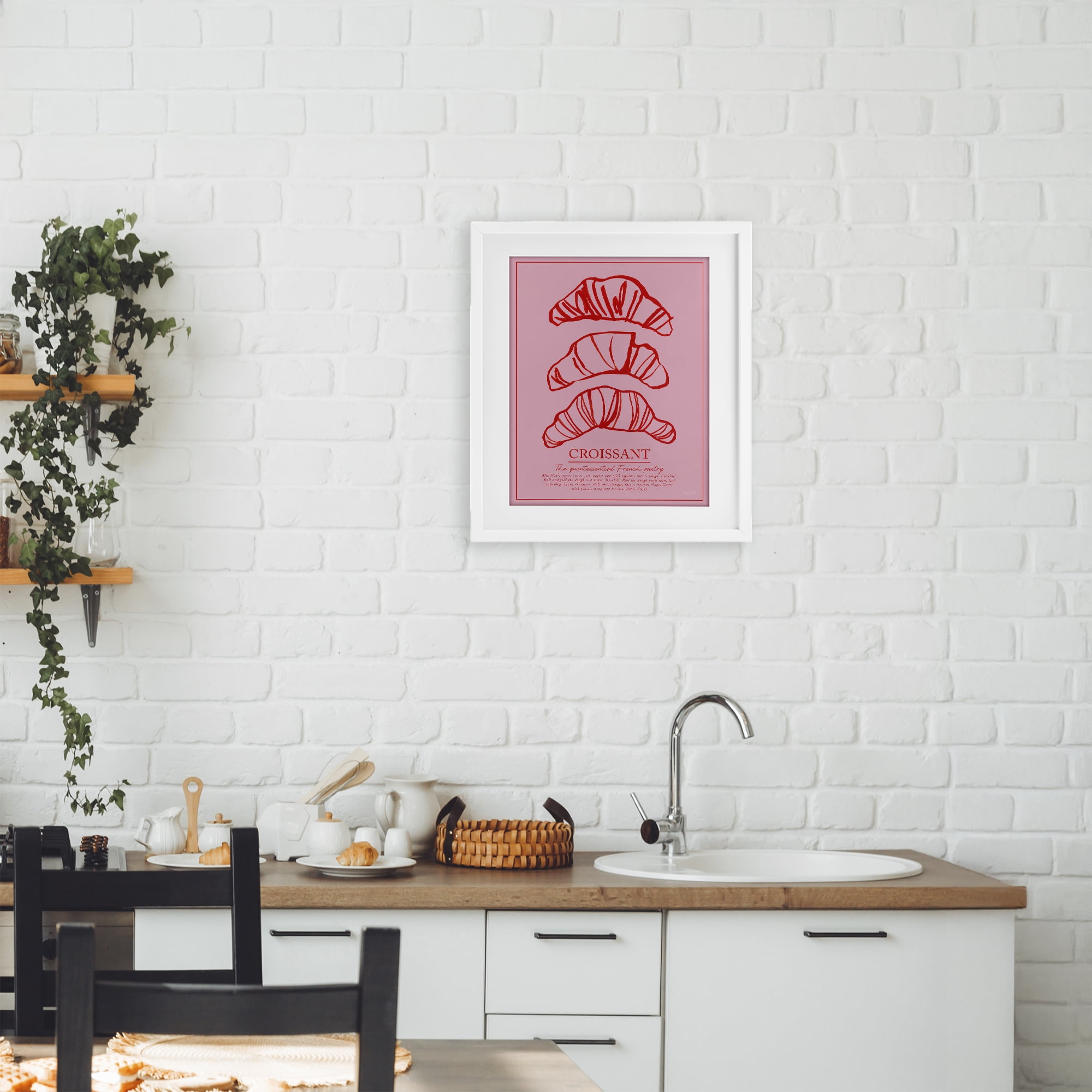 Stupell Industries Croissant Breakfast Pastry White Framed Print Under Glass, design by Jenaya Jackson