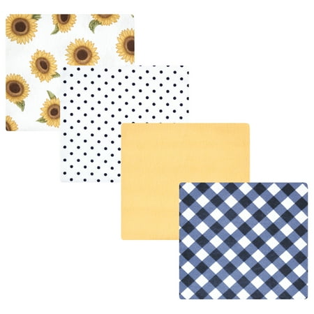 Luvable Friends Hudson Baby Flannel Receiving Blankets 4pk, Sunny Floral