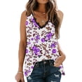 thumbnail image 2 of Edvintorg Womens Tank Tops Fashion Women's V-Neck Lace Patchwork Printing Sleeveless Tank Vest Top Blouse, 2 of 5